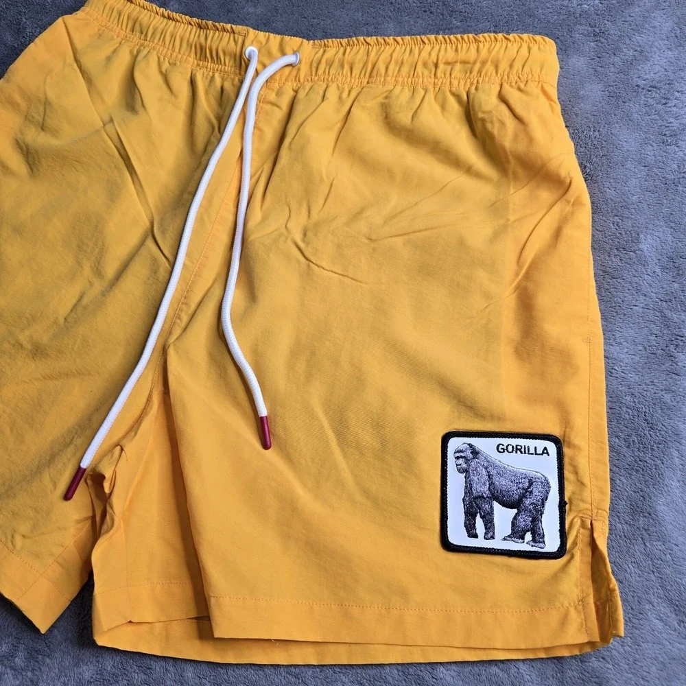 NWT Goorin Bros Gorilla Water Monkey Swim Trunks Shorts Mens L The Farm Yellow